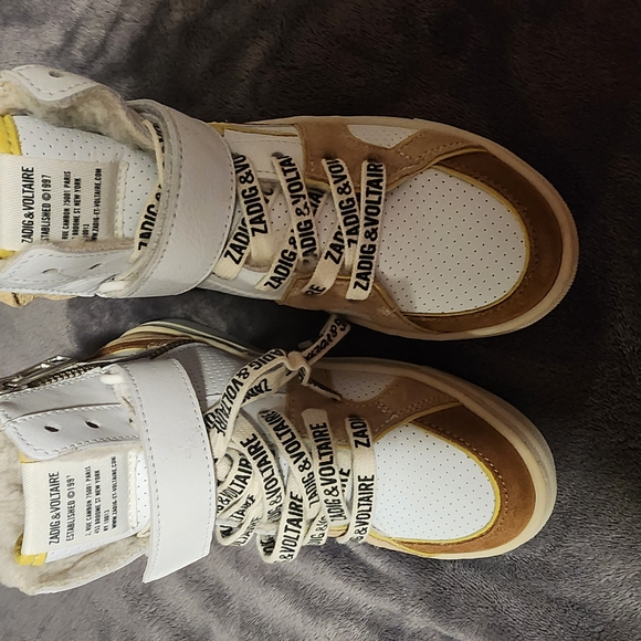 Zadig Voltaire Kids White and Tan Shoes - Main Image